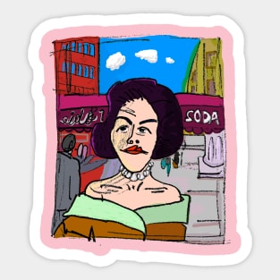 Fifties Woman on Manhattan Street Sticker